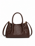 Lena - Ladies Woven Satchel Bag , Faux Leather | Chocolate