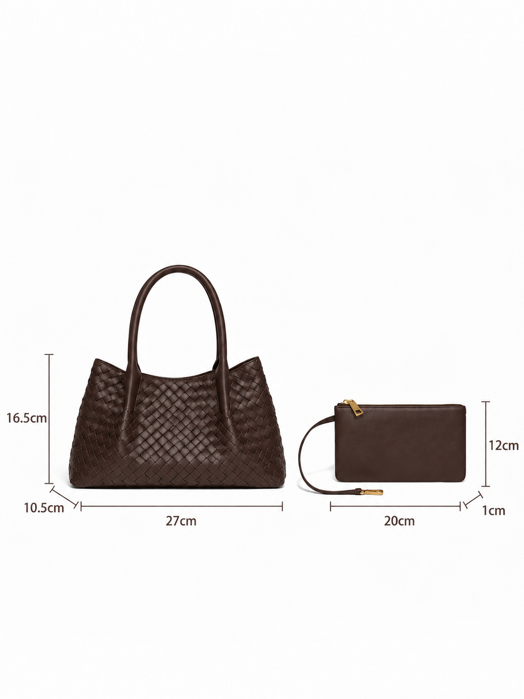 Lena - Ladies Woven Satchel Bag , Faux Leather | Chocolate
