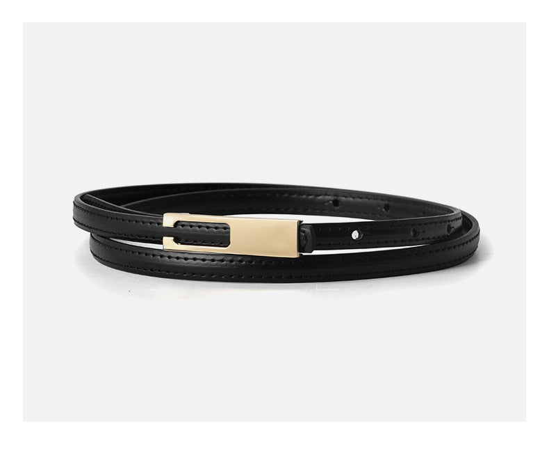 Liv - Ladies slim leather Belt, col. Black