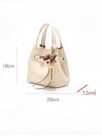 Noelle - Ladies Bucket Bag with Teddy Bear charm, faux leather | Ivory
