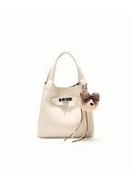 Noelle - Ladies Bucket Bag with Teddy Bear charm, faux leather | Ivory