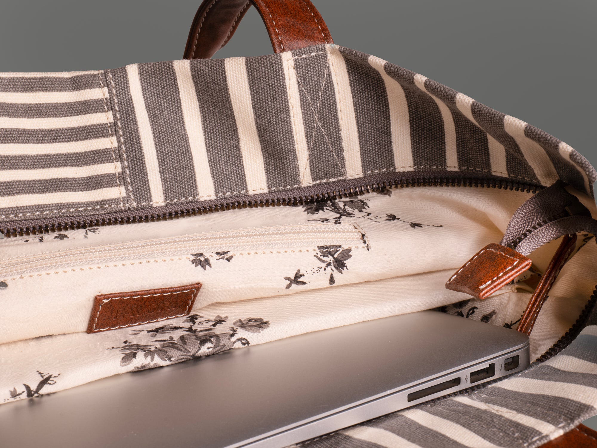 Retro Stripe Ladies Tote Bag with Zip Closure (NEW)