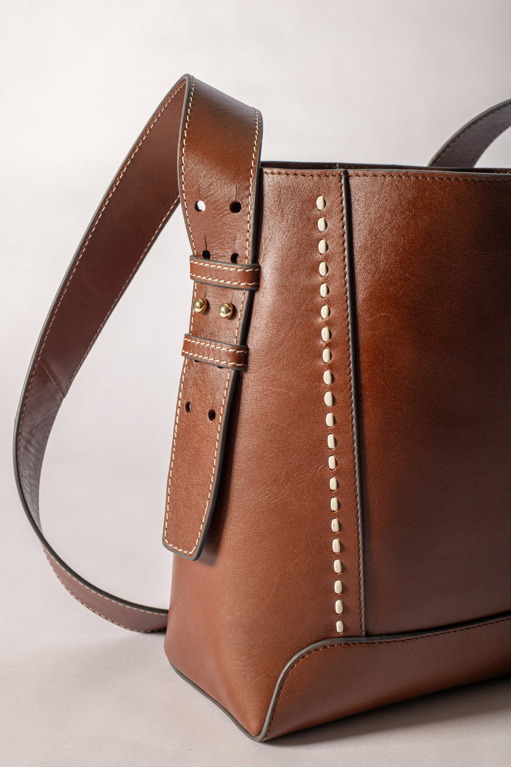 Colette-Ladies Leather Tote bag, Cognac
