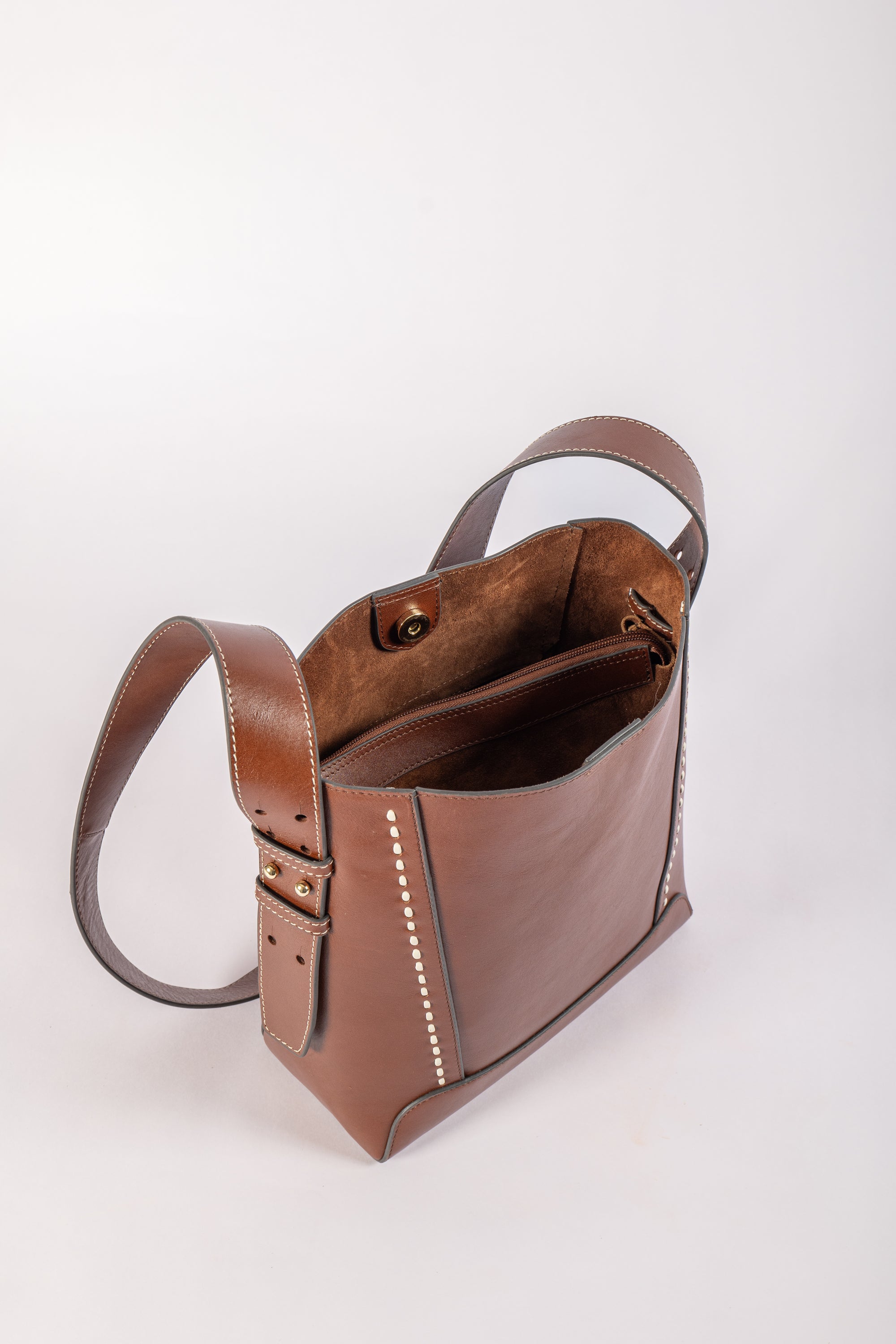 Colette-Ladies Leather Tote bag, Cognac