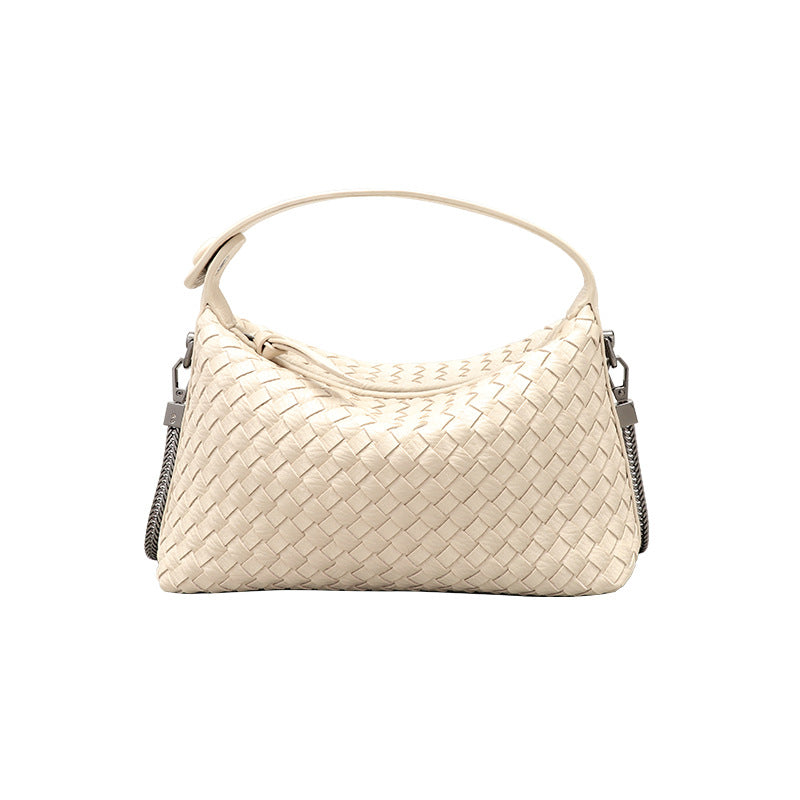 Fero - Ladies Woven Handbag, Faux Leather | Pearl white