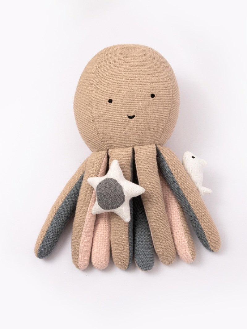 Octopus Cotton Knitted Stuffed Toy For Babies And Kids | Beige