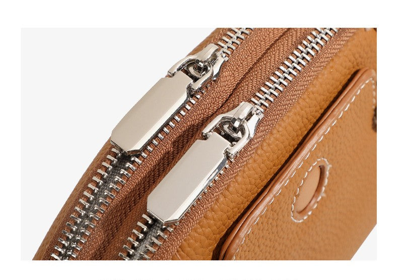 Pouche -Ladies Leather Crossbody bag, Caramel