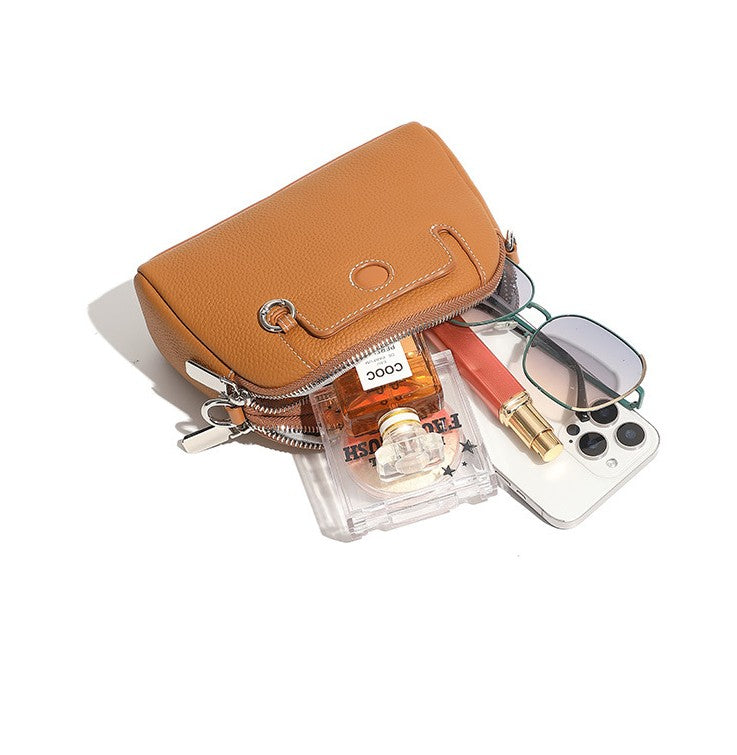 Pouche -Ladies Leather Crossbody bag, Caramel