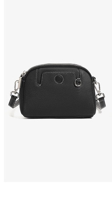 Pouche -Ladies Leather Crossbody bag, Black