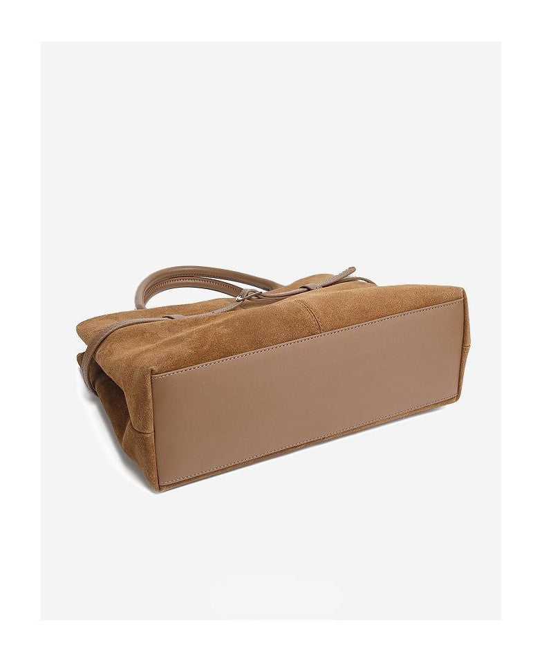Serena -Ladies suede leather satchel bag, col. Tan