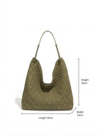 Sia- Ladies Woven Tote Bag , Faux Leather | Olive