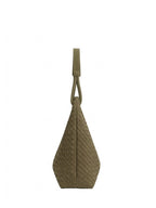 Sia- Ladies Woven Tote Bag , Faux Leather | Olive