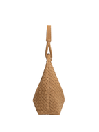 Sia- Ladies Woven Tote Bag , Faux Leather | Caramel