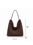 Sia- Ladies Woven Tote Bag , Faux Leather | Chocolate