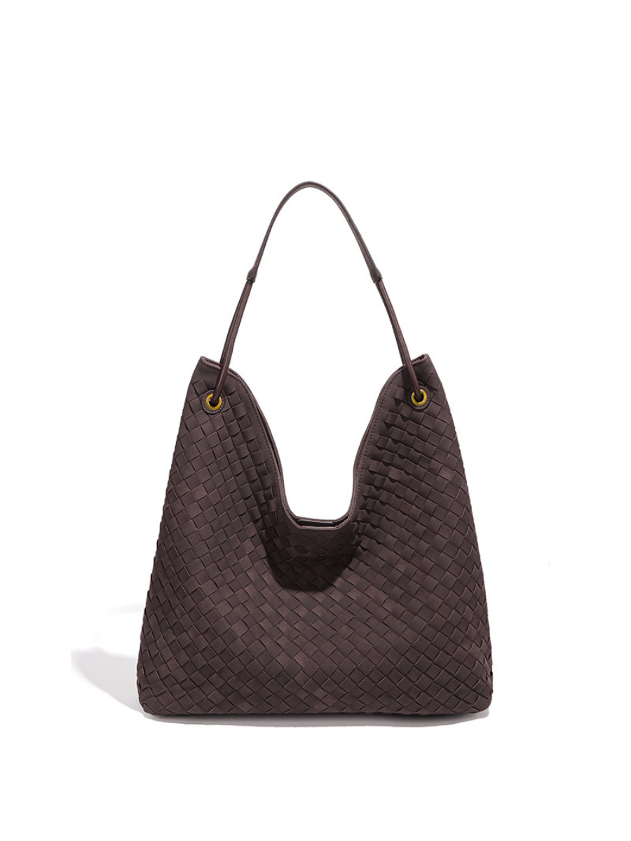 Sia- Ladies Woven Tote Bag , Faux Leather | Chocolate – Favori