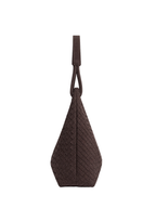 Sia- Ladies Woven Tote Bag , Faux Leather | Chocolate
