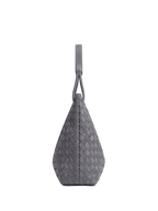 Sia Duo - Ladies Woven Tote Bag , Faux Leather | Steel