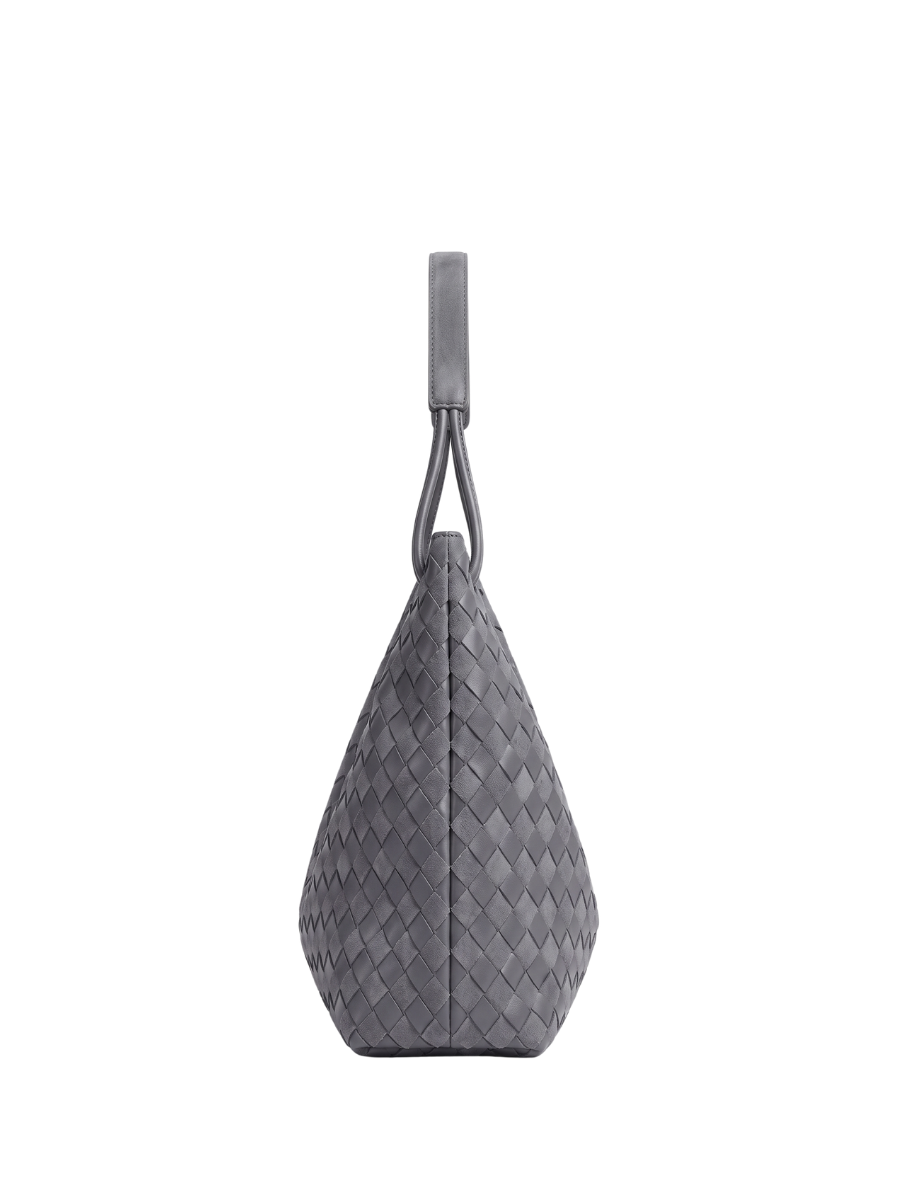 Sia Duo - Ladies Woven Tote Bag , Faux Leather | Steel
