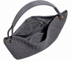 Sia Duo - Ladies Woven Tote Bag , Faux Leather | Steel