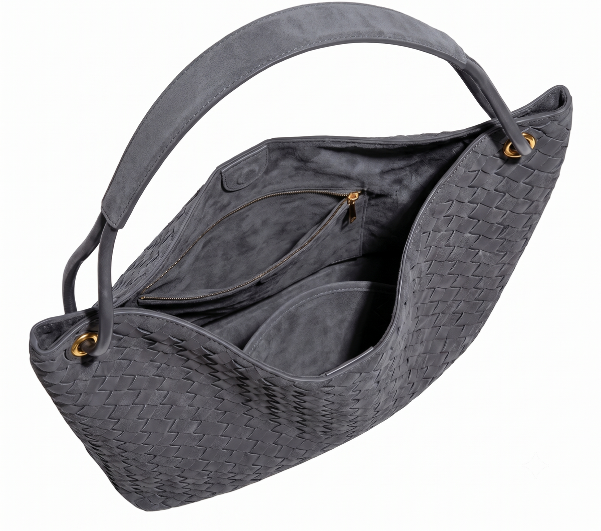 Sia Duo - Ladies Woven Tote Bag , Faux Leather | Steel
