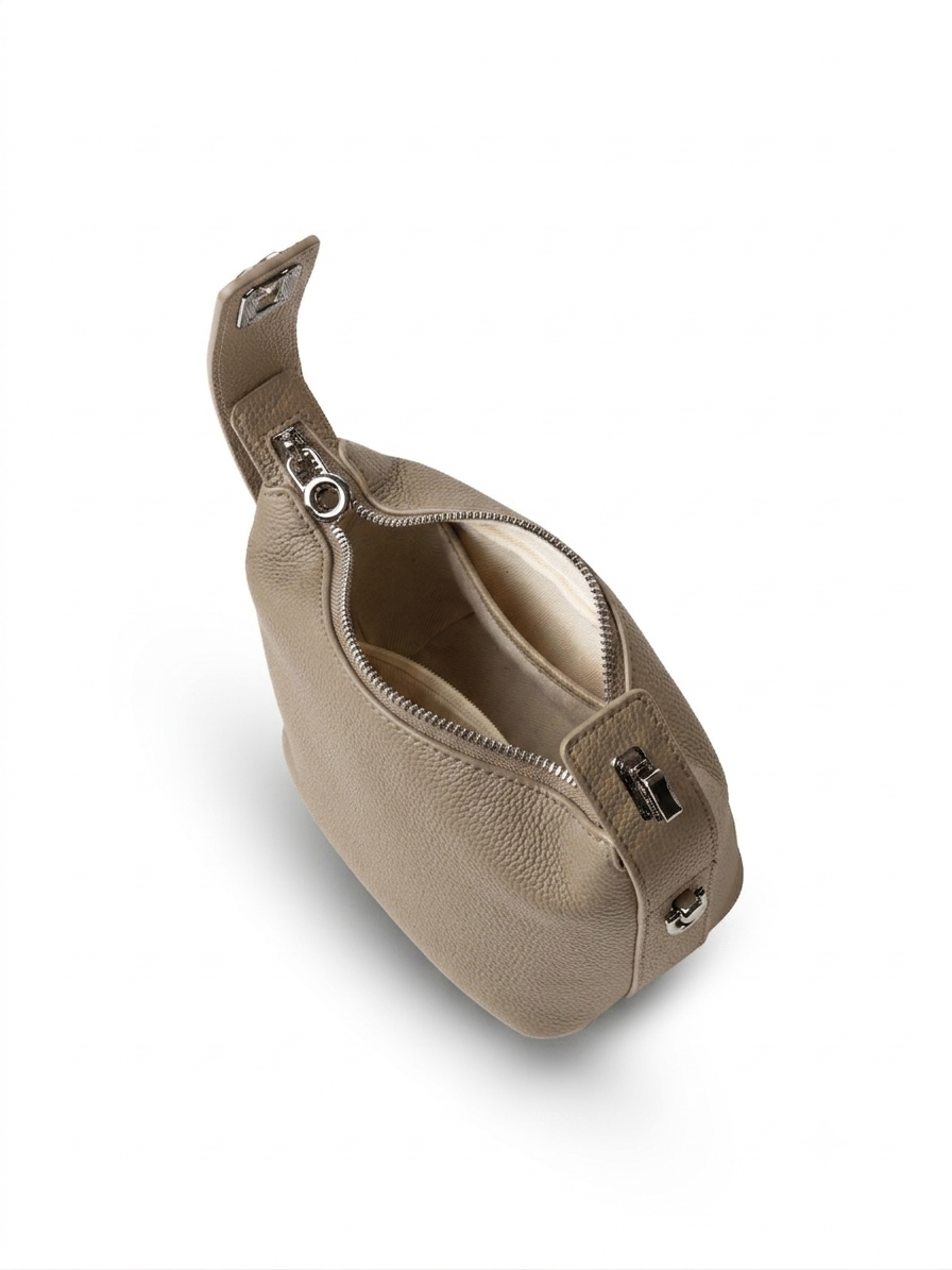 Liora — Leather Top Handle Bag | Taupe