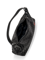 Tissa- Ladies Woven Handbag , Faux Leather | Black