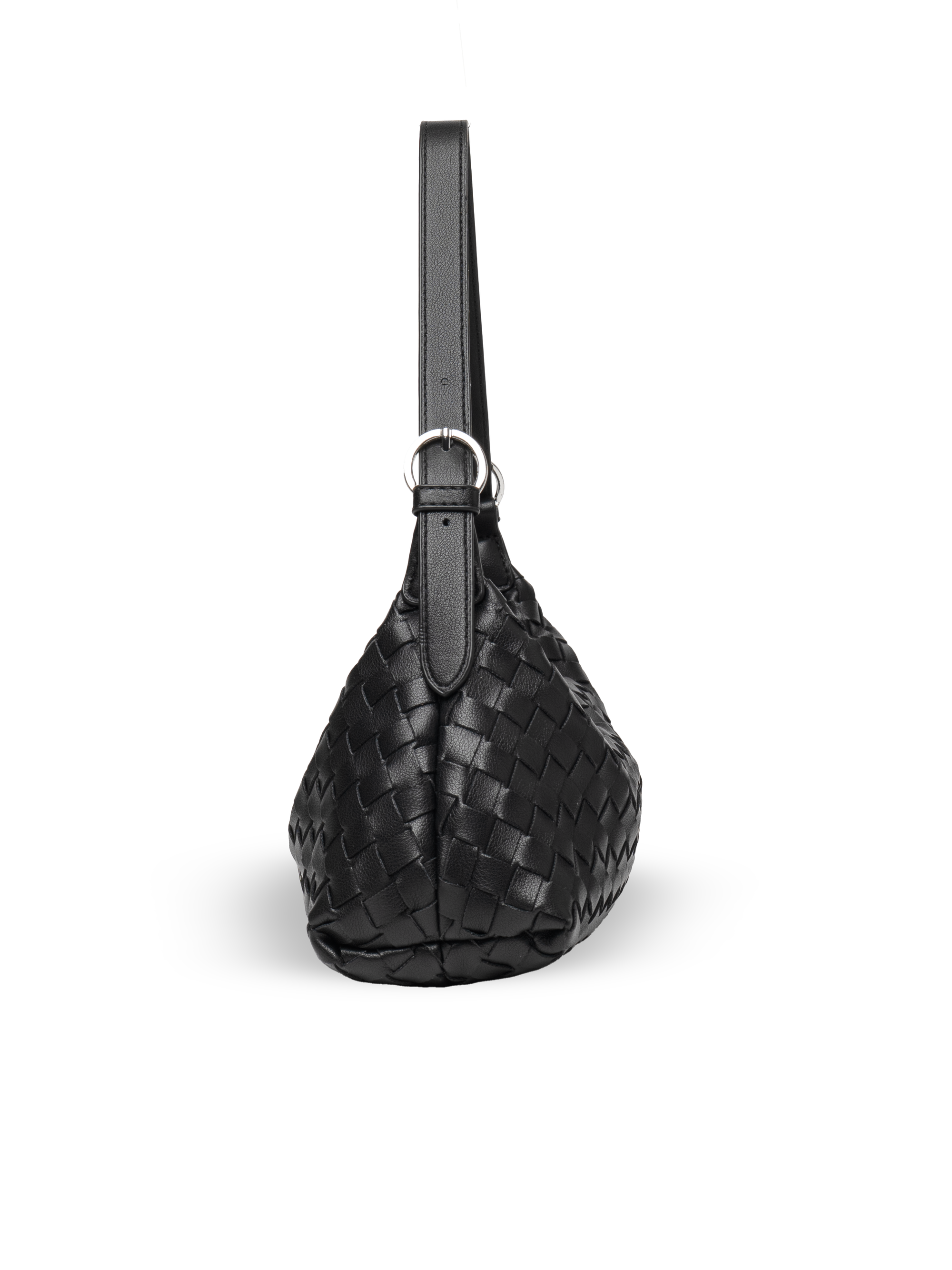 Tissa- Ladies Woven Handbag , Faux Leather | Black