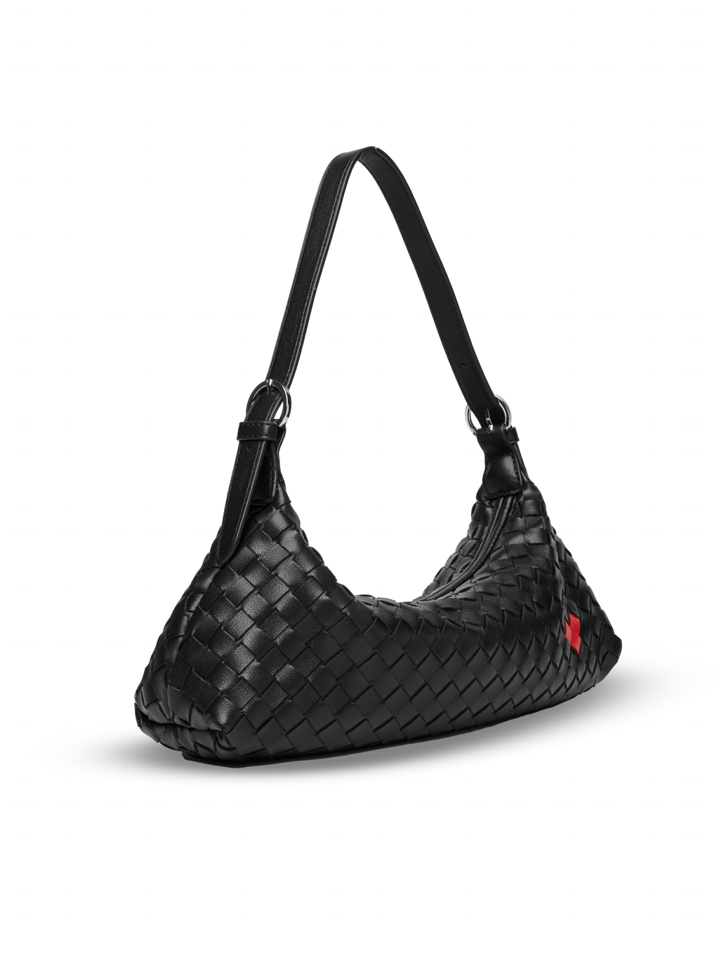 Tissa- Ladies Woven Handbag , Faux Leather | Black
