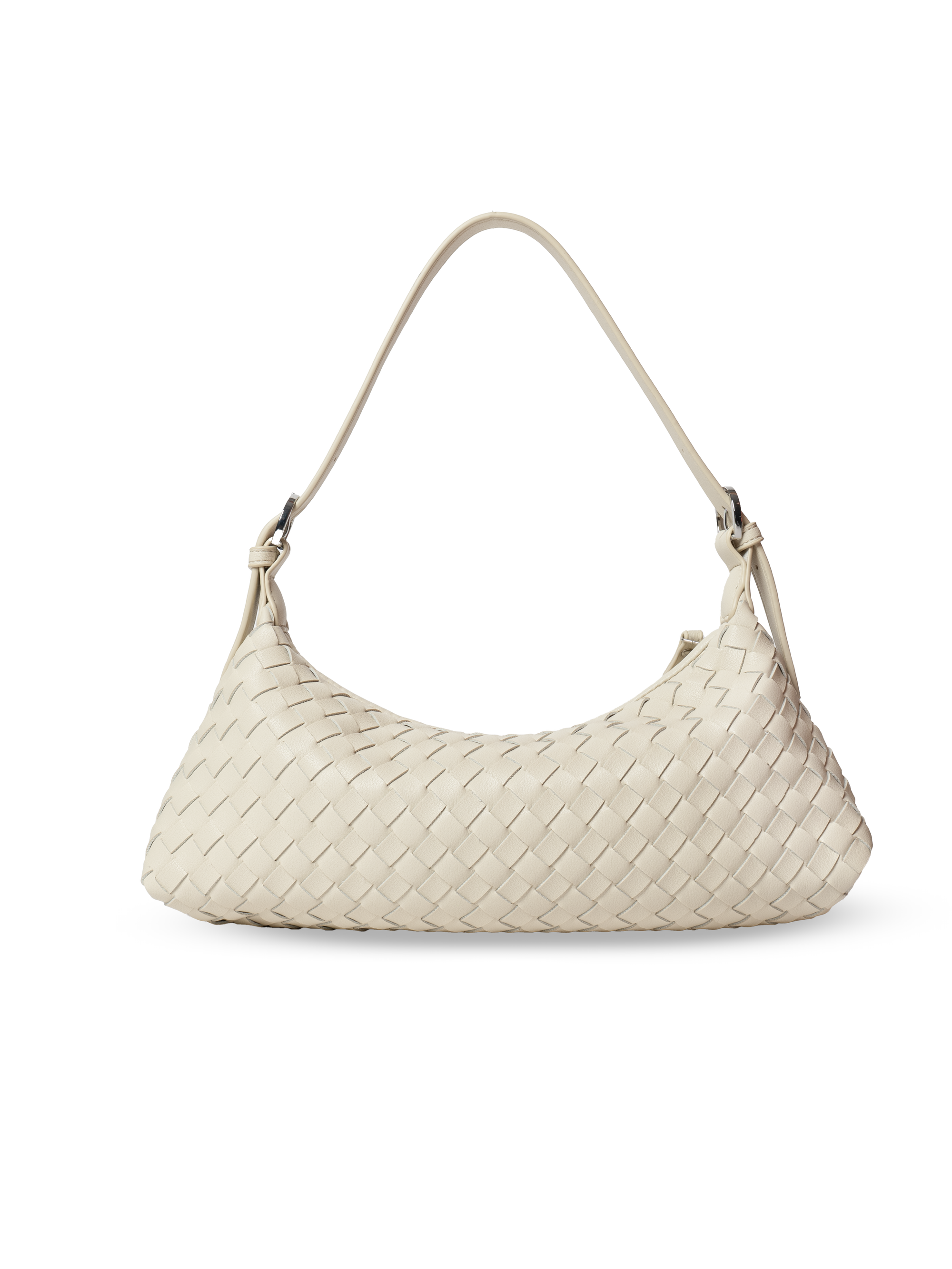 Tissa- Ladies Woven Handbag , Faux Leather | Ivory