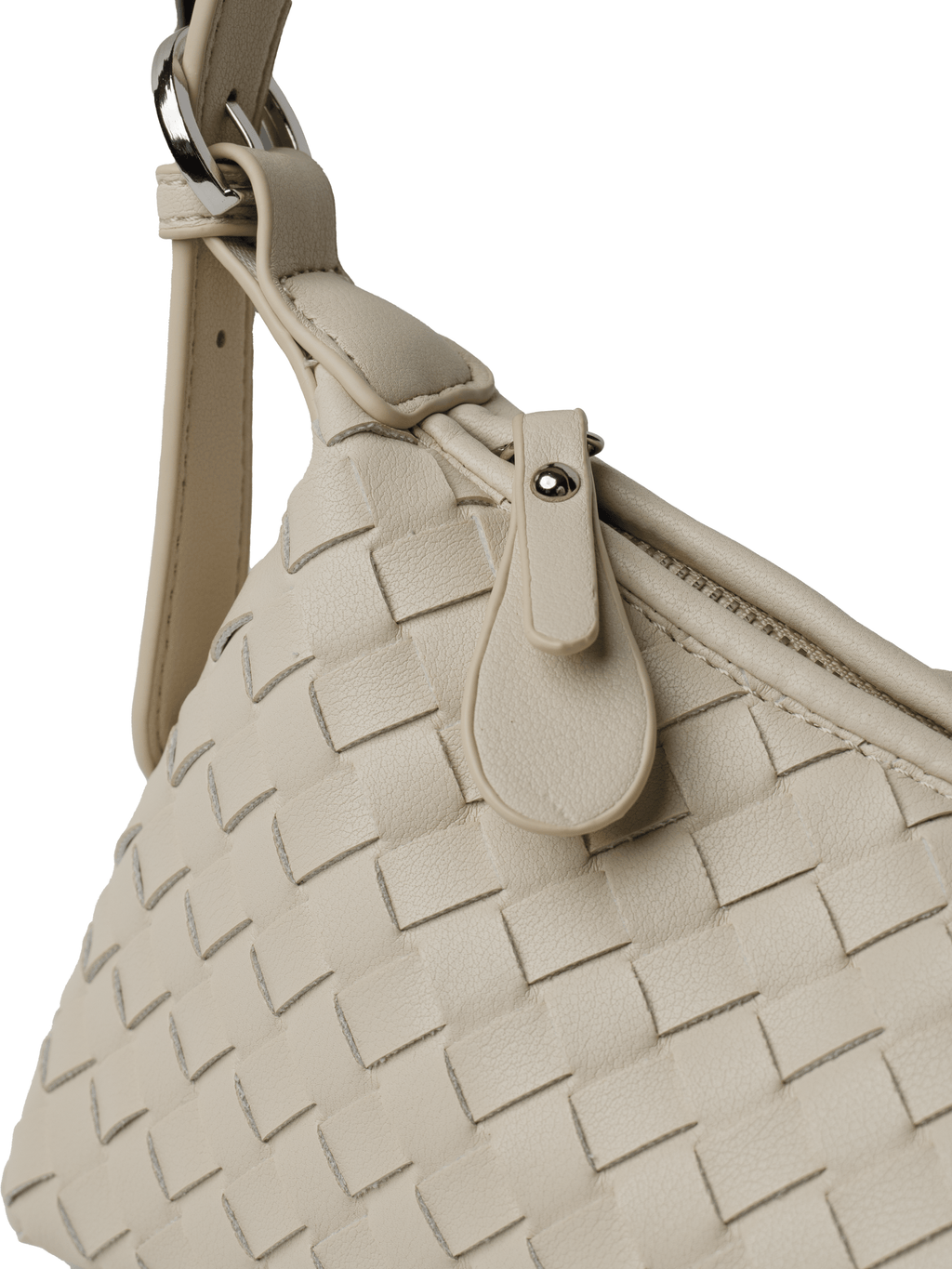 Tissa- Ladies Woven Handbag , Faux Leather | Ivory