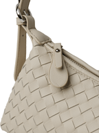 Tissa- Ladies Woven Handbag , Faux Leather | Ivory