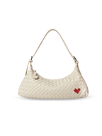 Tissa- Ladies Woven Handbag , Faux Leather | Ivory
