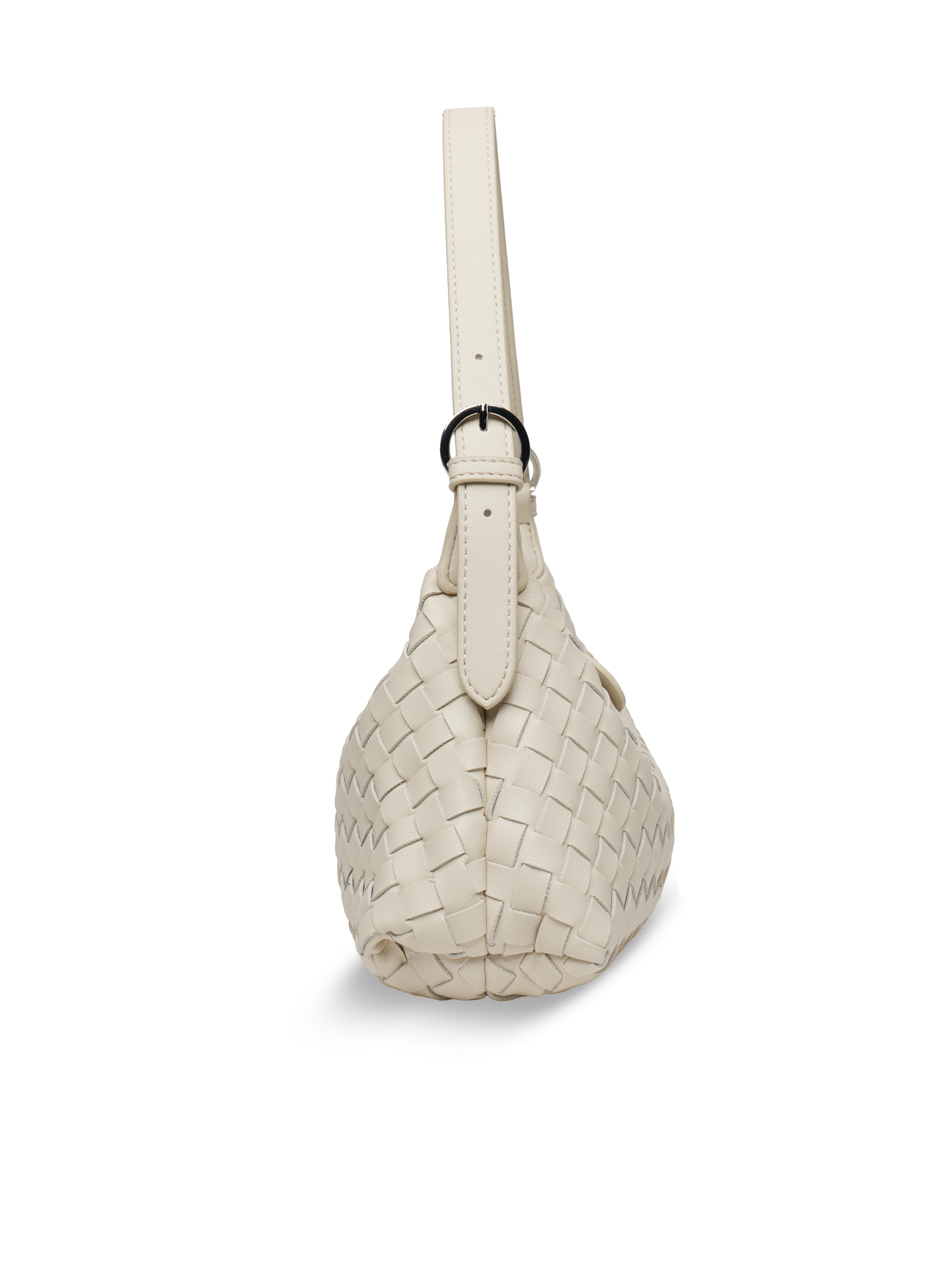 Tissa- Ladies Woven Handbag , Faux Leather | Ivory