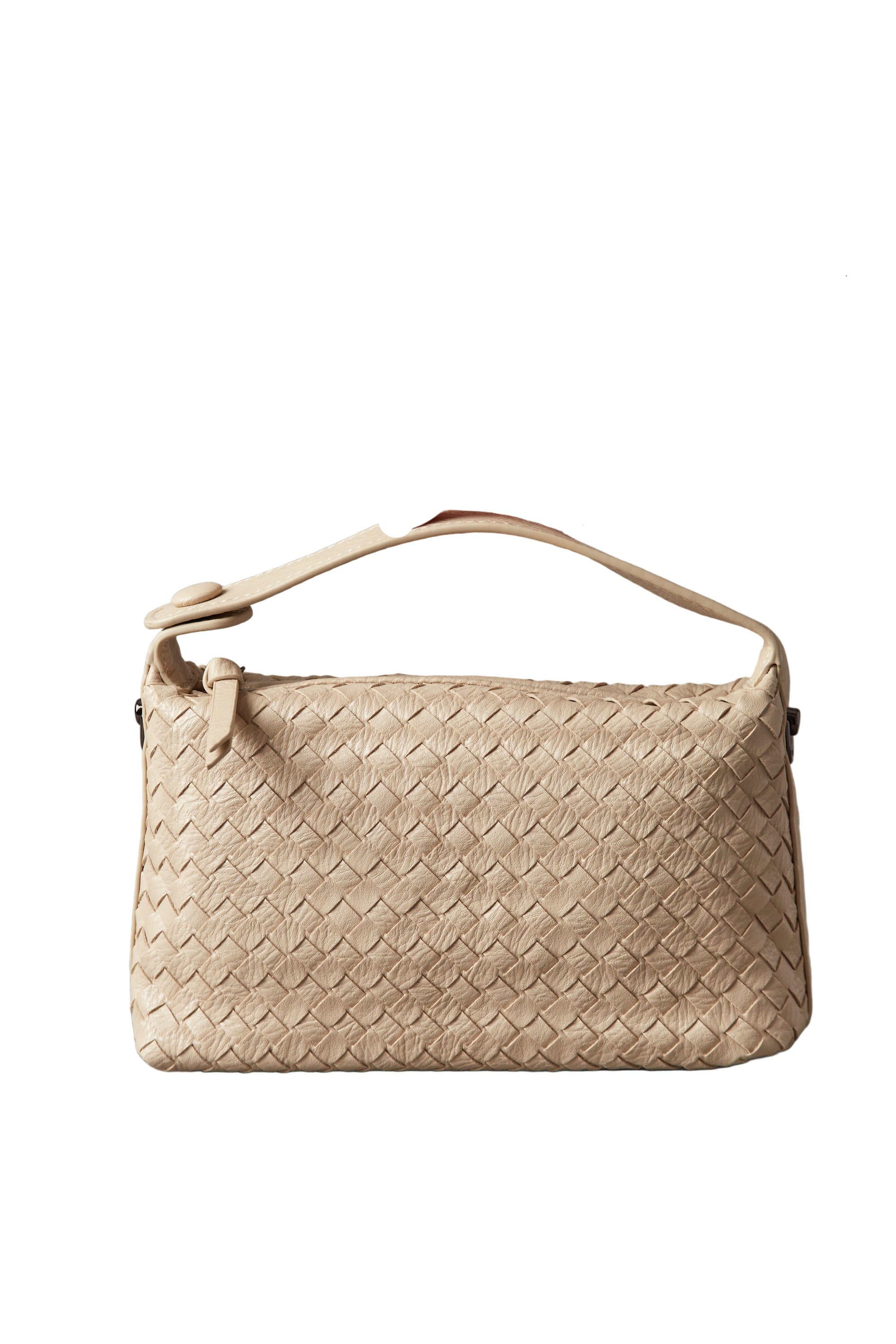Fero - Ladies Woven Handbag, Faux Leather | Pearl white