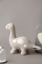 Dino Cotton Knitted Stuffed Toy For Babies And Kids | Light Grey