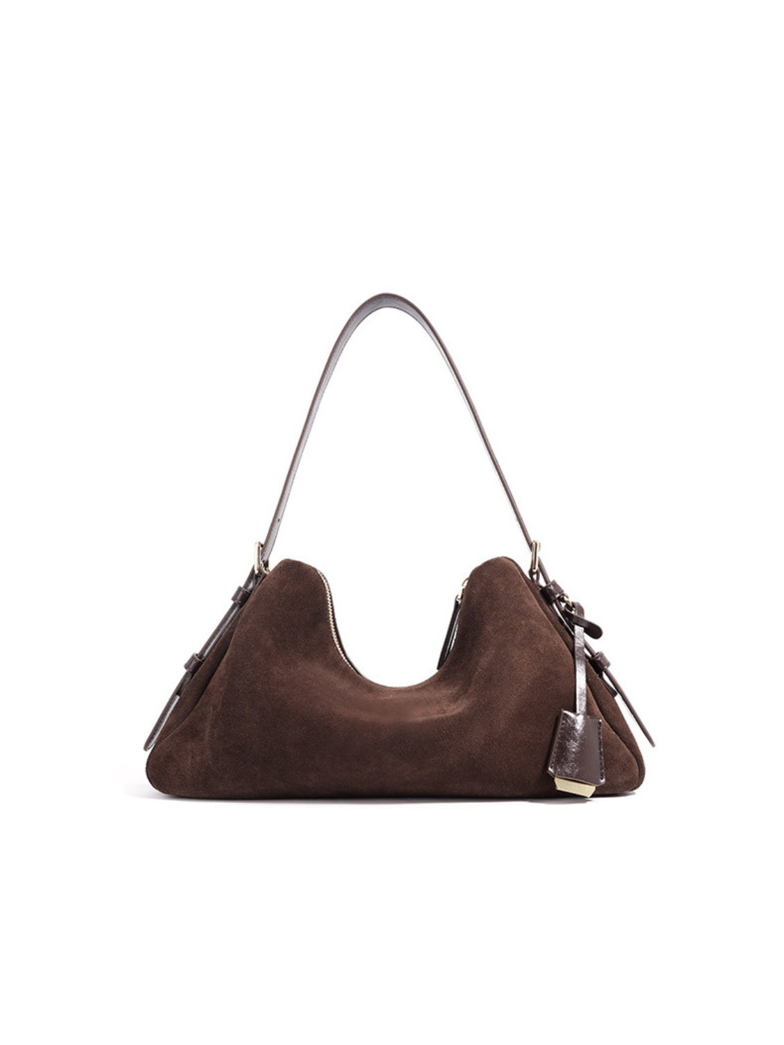 Velena - Ladies suede leather Baguette Bag | Chocolate