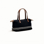 Simone - Ladies canvas denim handbag with leather trims| Navy/Tan