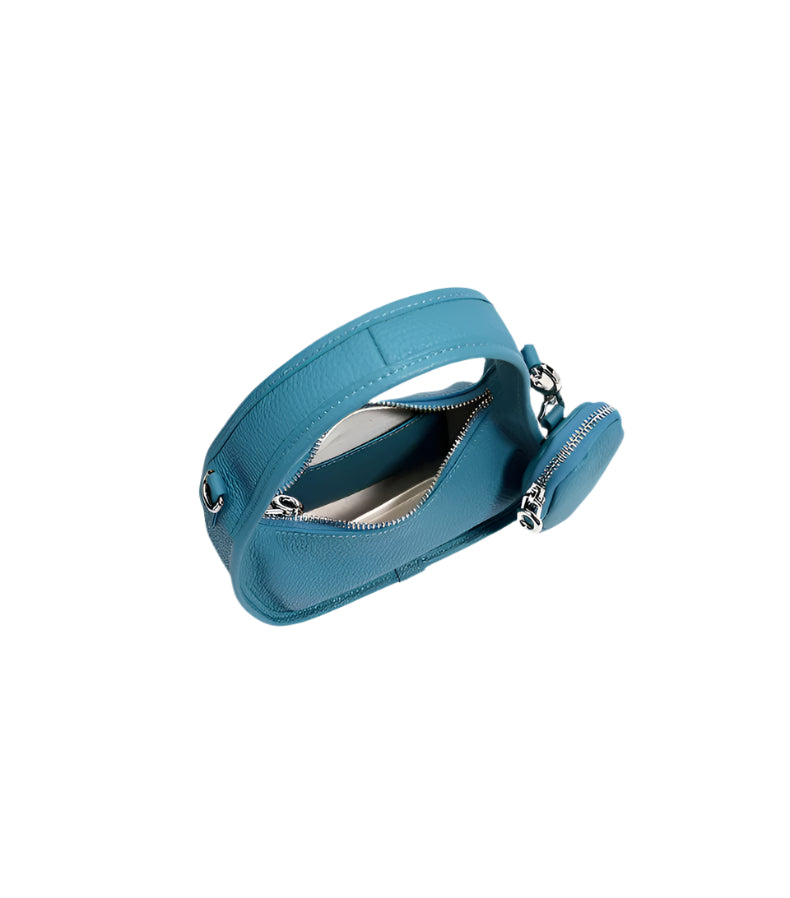 Jolie - Ladies Leather Hobo With Hanging Airpod Case | Teal Blue