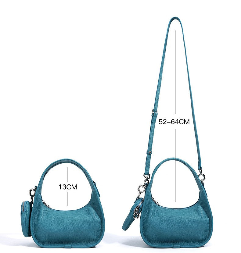 Jolie - Ladies Leather Hobo With Hanging Airpod Case | Teal Blue