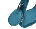 Jolie - Ladies Leather Hobo With Hanging Airpod Case | Teal Blue