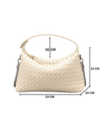 Fero - Ladies Woven Handbag, Faux Leather | Pearl white