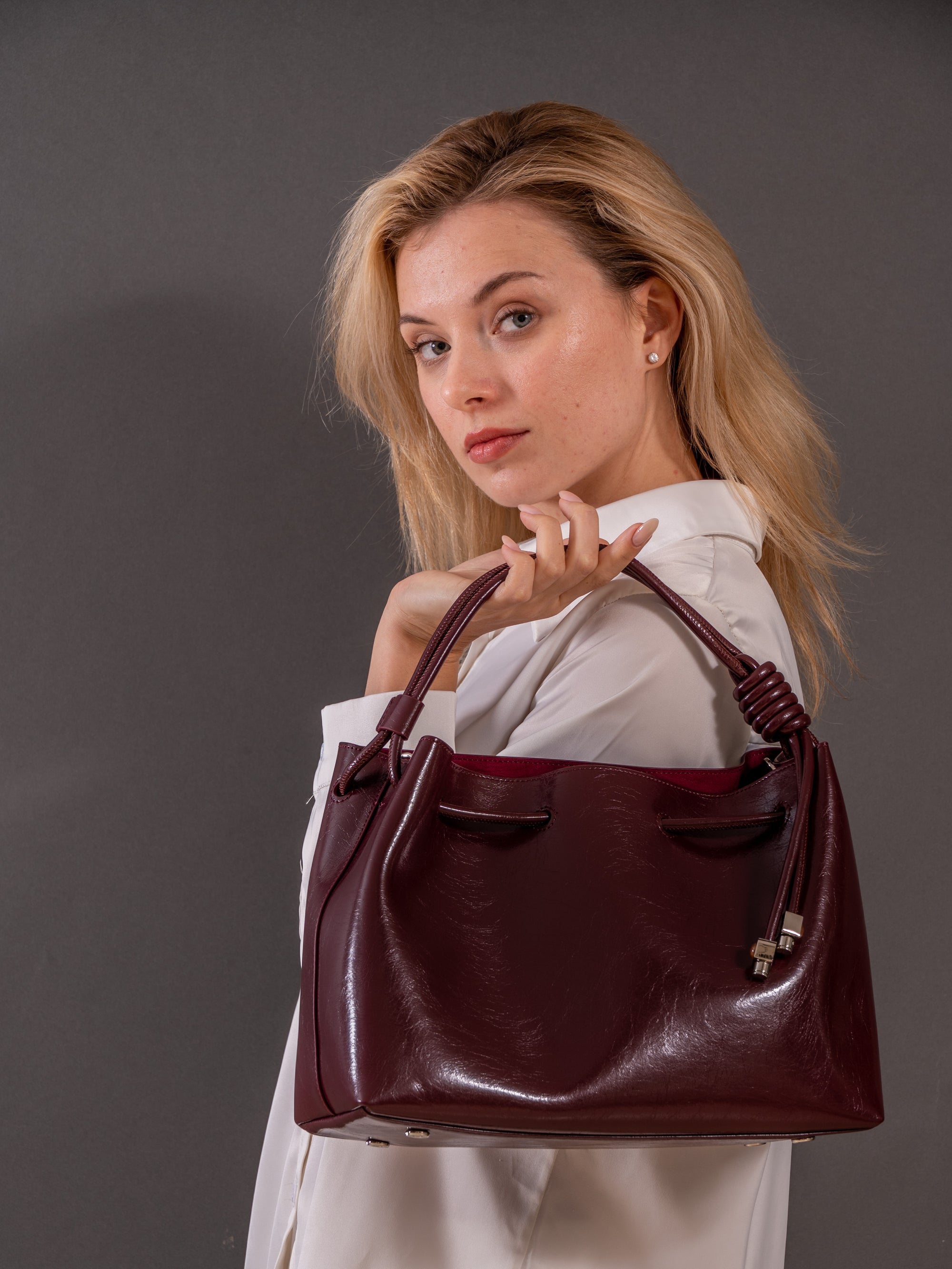 Terra - Ladies Leather Satchel Bag | Bordo