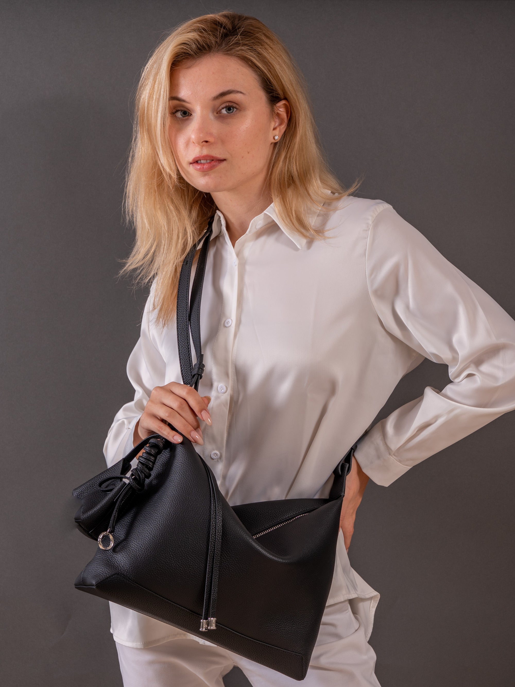 Lusso - Ladies Leather Satchel Bag | Black