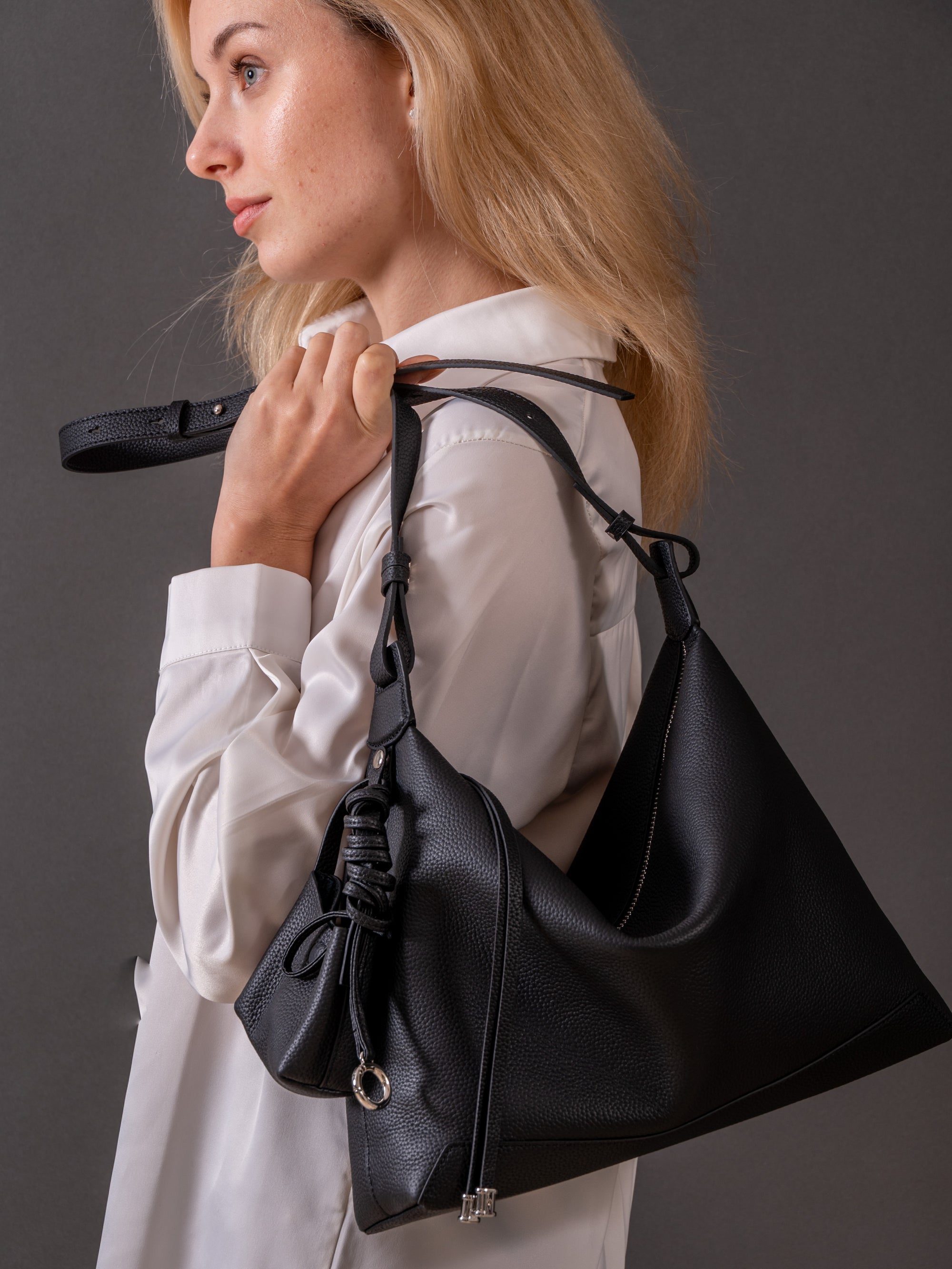 Lusso - Ladies Leather Satchel Bag | Black