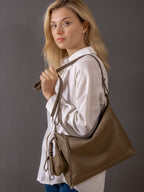 Lusso - Ladies Leather Satchel Bag | Taupe