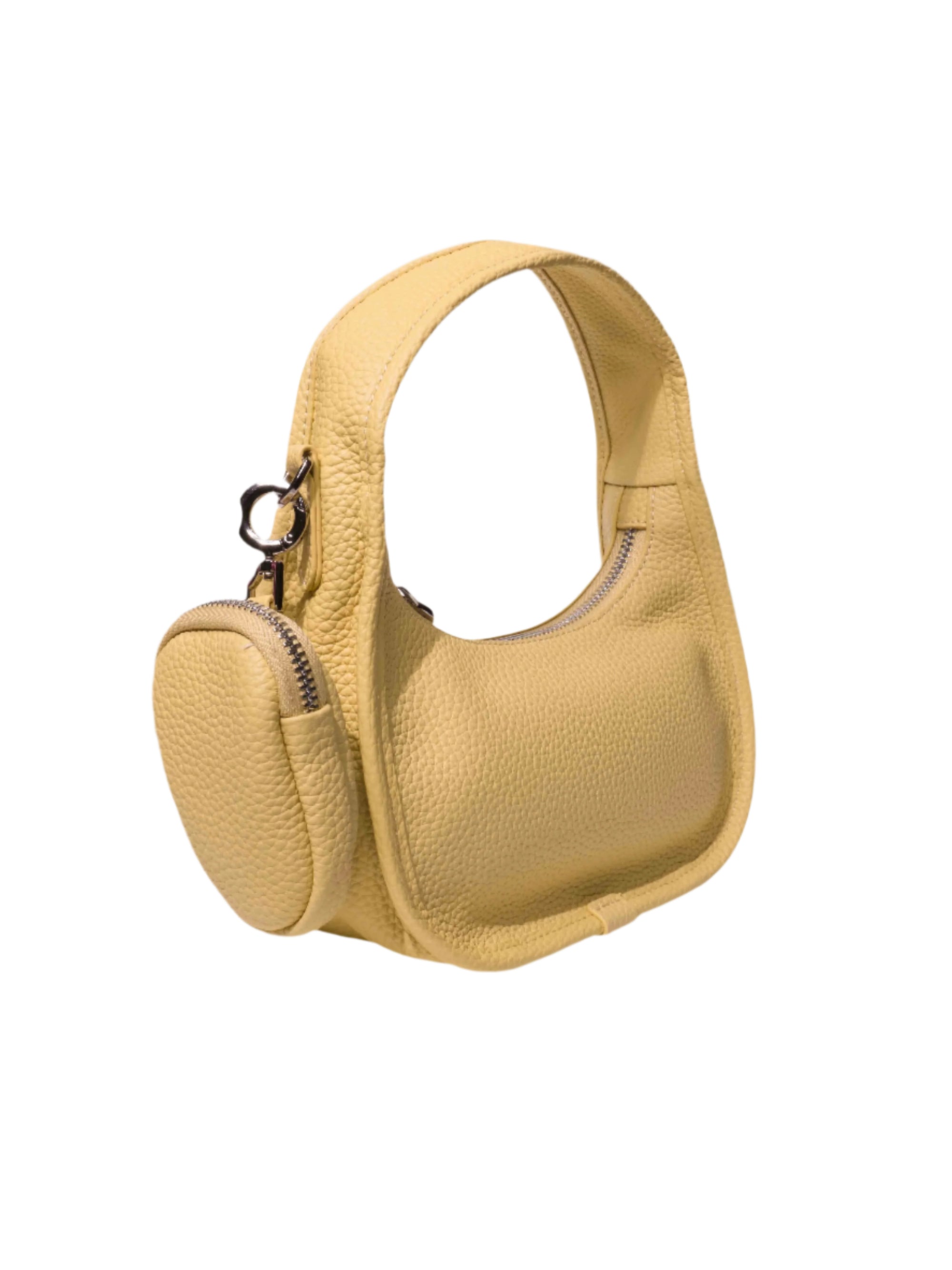 Jolie - Ladies Leather Hobo With Hanging Airpod Case | Butter Yellow