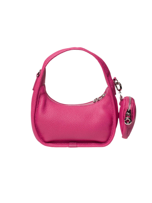Jolie - Ladies Leather Hobo With Hanging Airpod Case | Fuschia