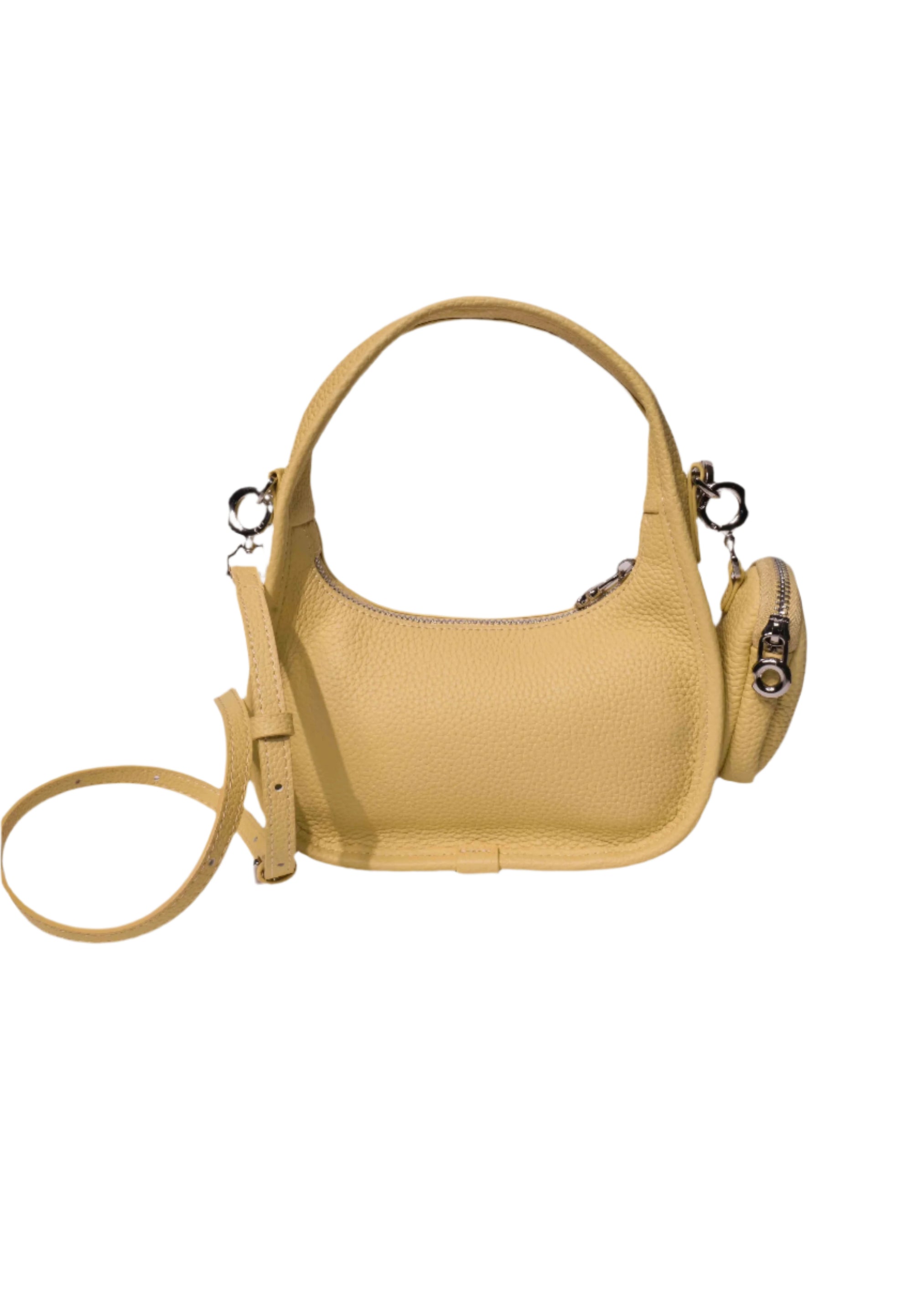 Jolie - Ladies Leather Hobo With Hanging Airpod Case | Butter Yellow
