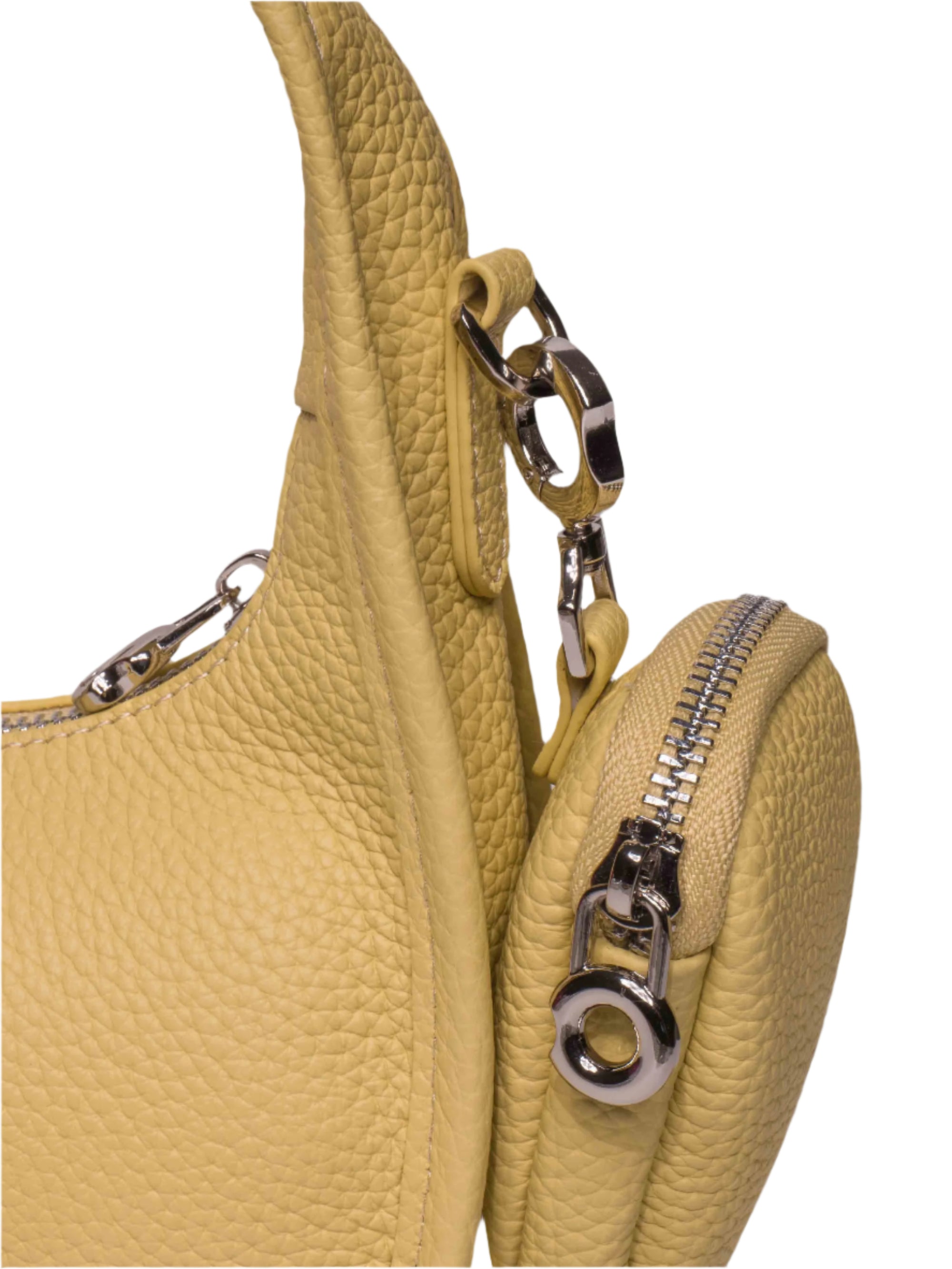 Jolie - Ladies Leather Hobo With Hanging Airpod Case | Butter Yellow