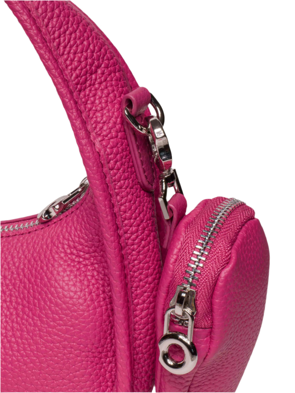 Jolie - Ladies Leather Hobo With Hanging Airpod Case | Fuschia